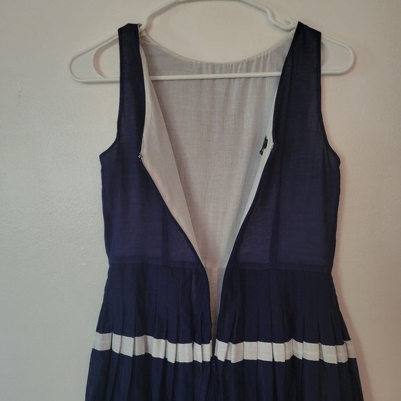 Talbots Petites Womens Navy And White Nautical Pleated Sun Dress Size 2 Petite - Picture 4 of 6